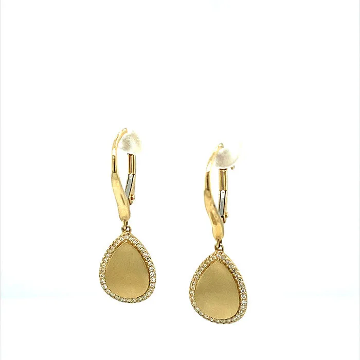 0.17 CTW DEW Moissanite Pear Disc Earrings in 14K Yellow Gold