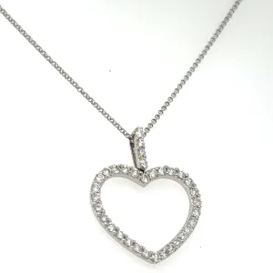 0.81carat Diamond Open Heart Shape Pendant with Chain