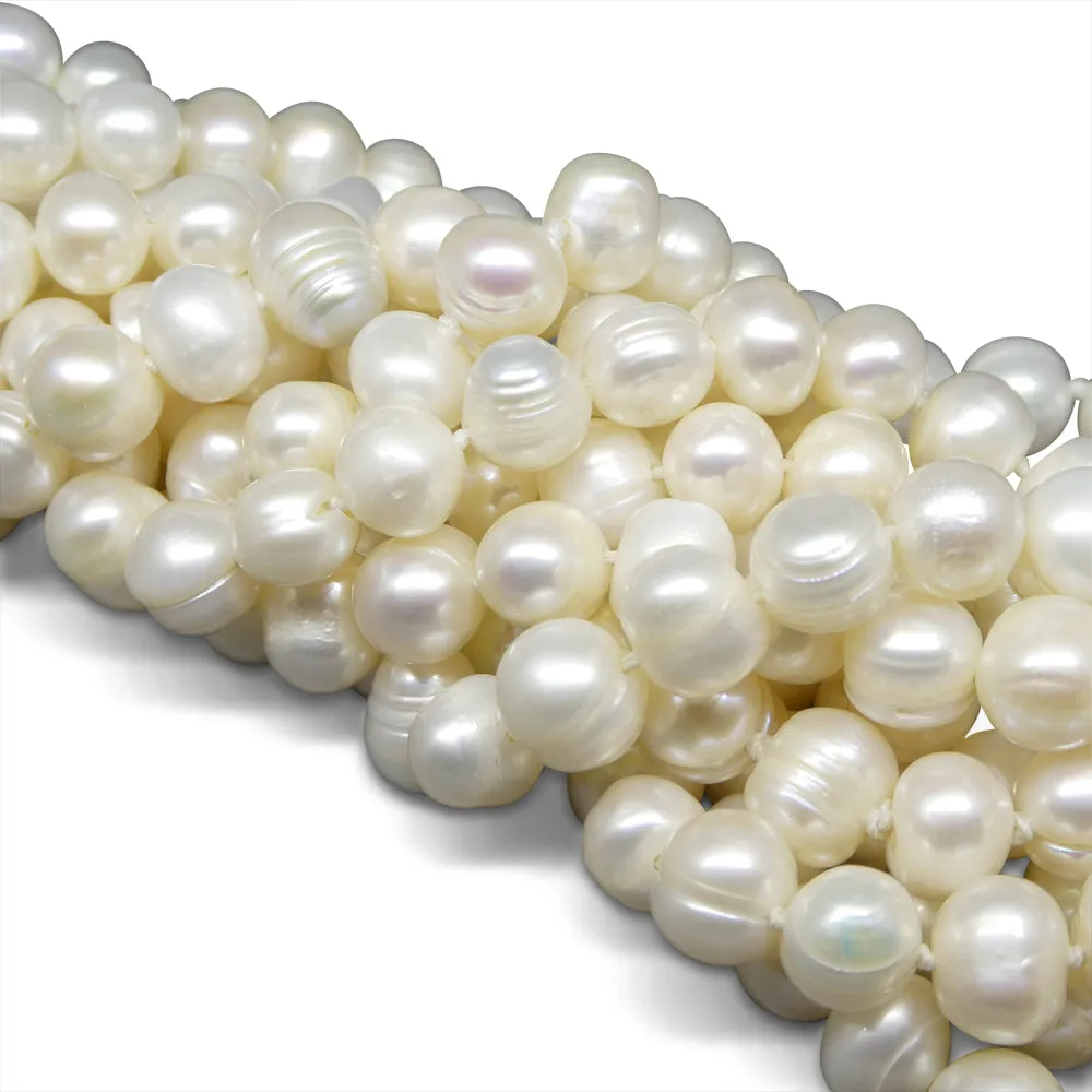 10-11mm White Freshwater Pearl Necklace 2.5x Opera Length