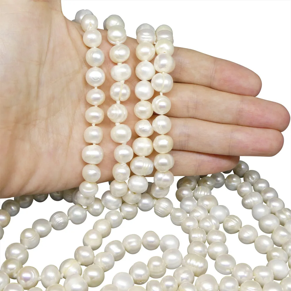 10-11mm White Freshwater Pearl Necklace 2.5x Opera Length