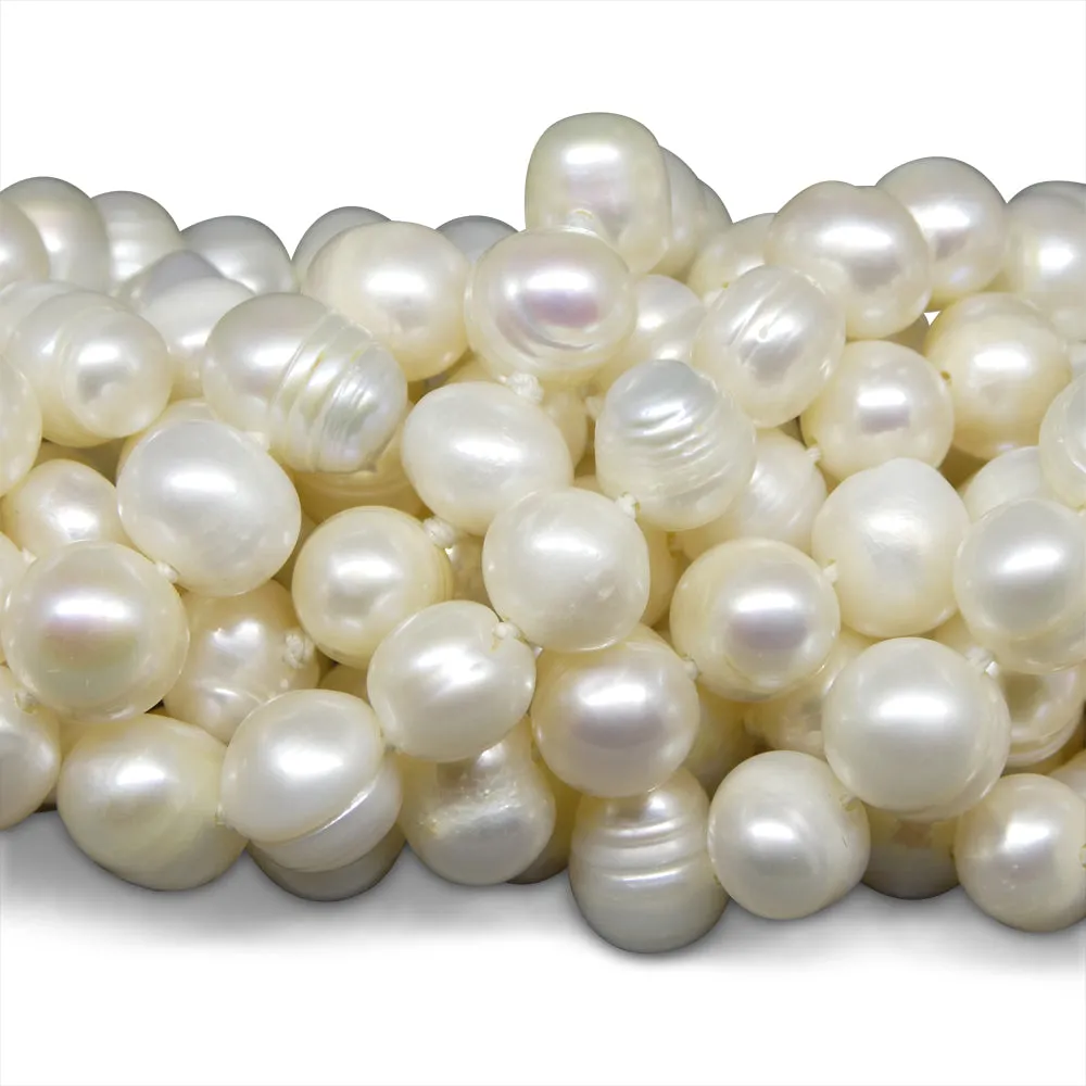 10-11mm White Freshwater Pearl Necklace 2.5x Opera Length