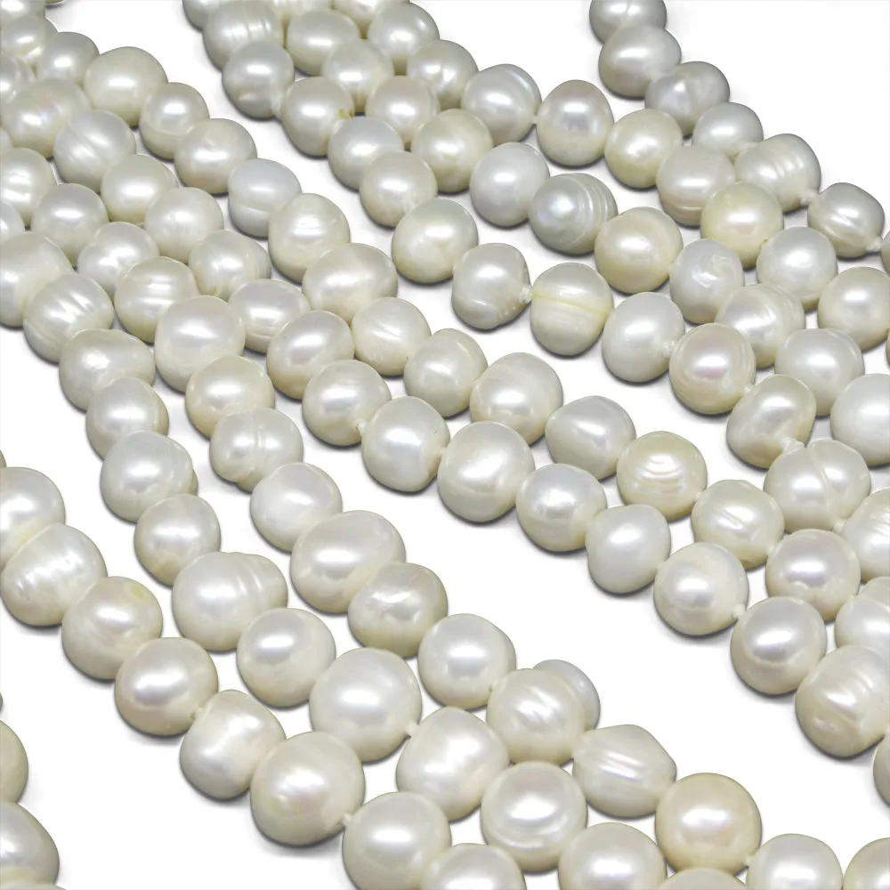 10-11mm White Freshwater Pearl Necklace 2.5x Opera Length