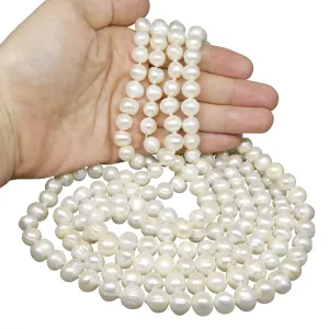 10-11mm White Freshwater Pearl Necklace 2.5x Opera Length