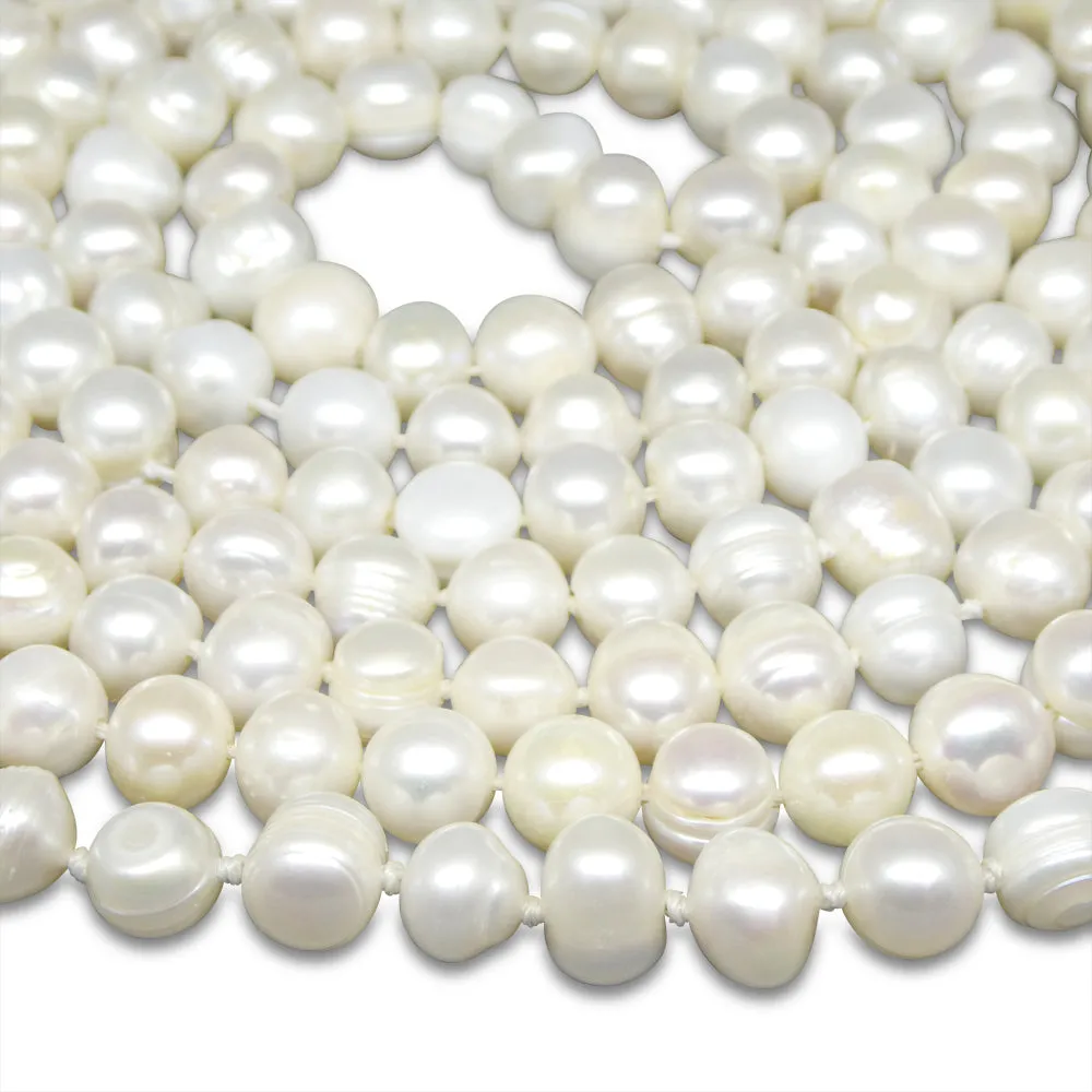 10-11mm White Freshwater Pearl Necklace 2.5x Opera Length