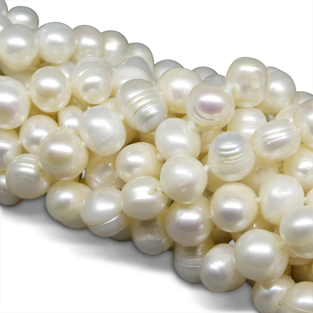 10-11mm White Freshwater Pearl Necklace 2.5x Opera Length