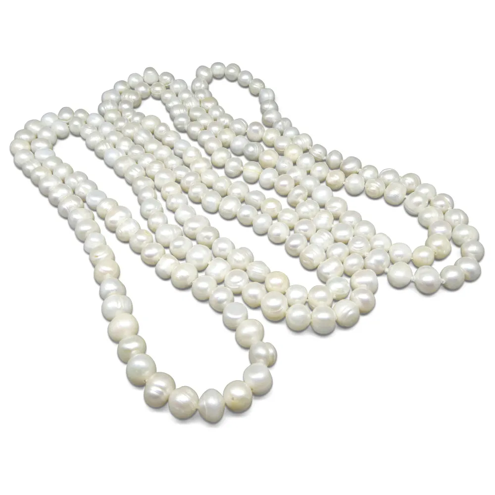 10-11mm White Freshwater Pearl Necklace 2.5x Opera Length