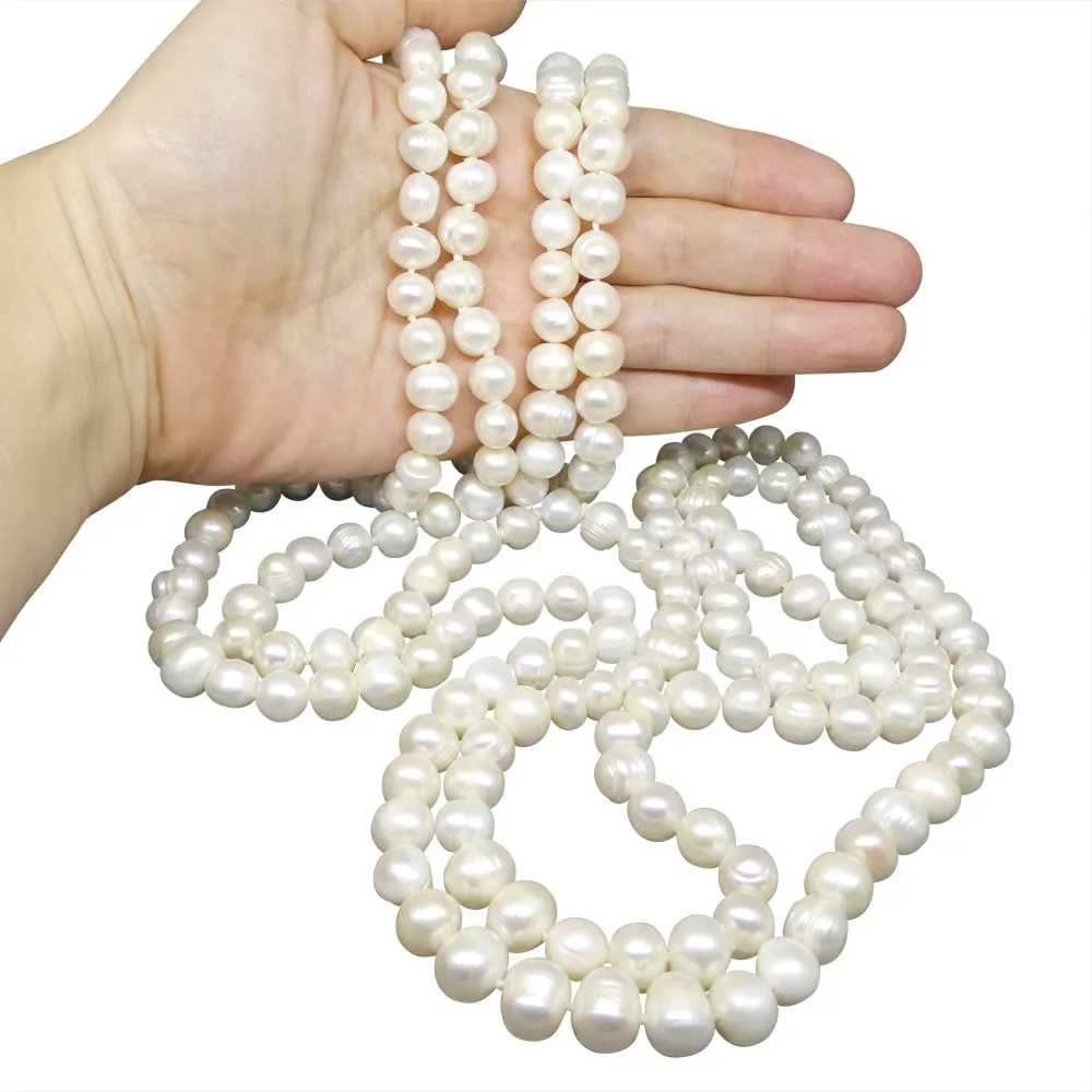 10-11mm White Freshwater Pearl Necklace 2.5x Opera Length