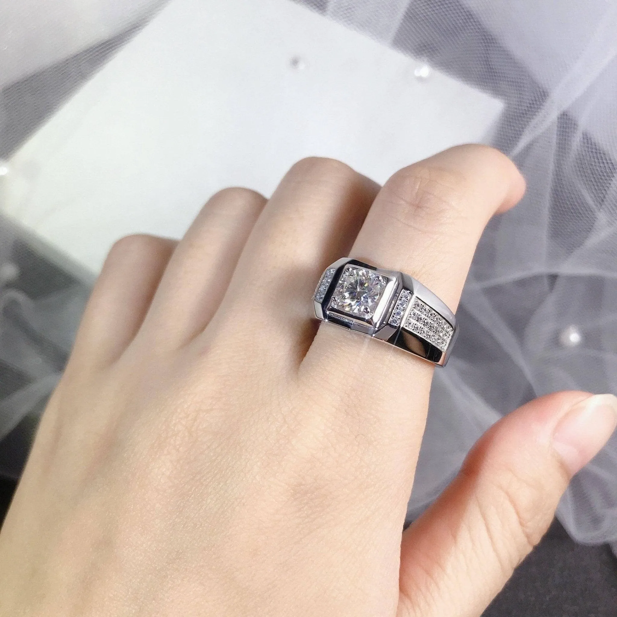 1.0 Ct. 6.5mm Men's Diamond Cluster Ring