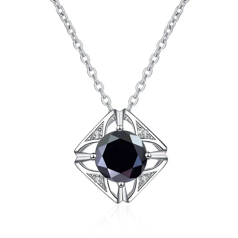 1.0 Ct Round Cut Diamond Square Pendant Necklace