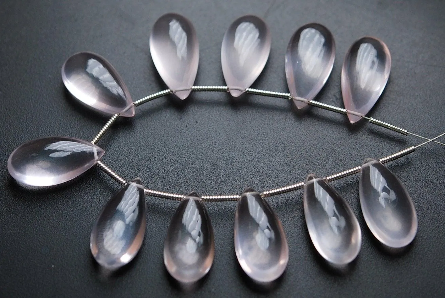 10 Pieces, AAA Quality Rose Quartz Smooth Pear Shaped Briolette's, 20mm Long Size,