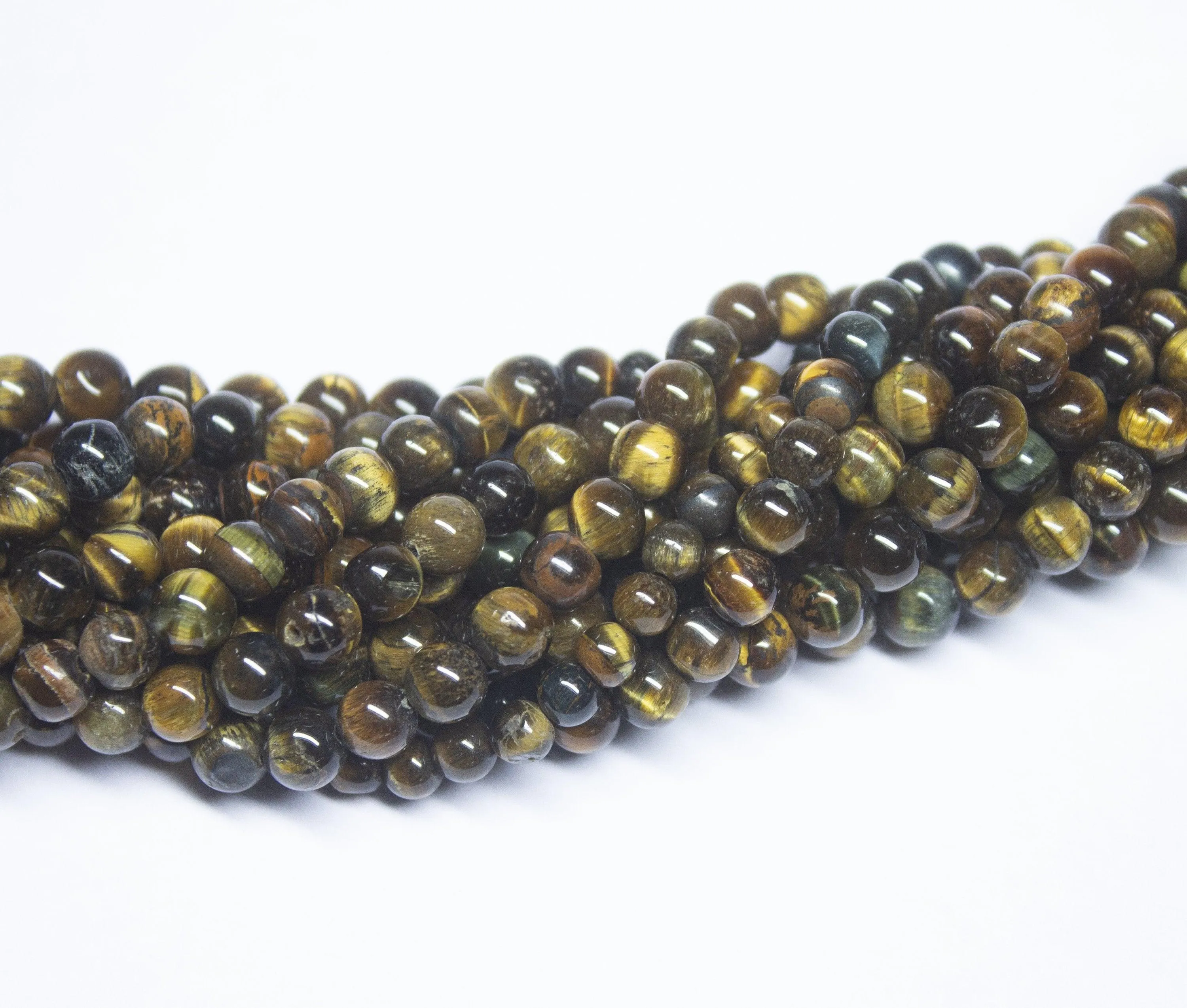 10 x 13 inch, 5mm, Natural Tiger's Eye Smooth Round Sphere Ball Shape Gemstone Beads
