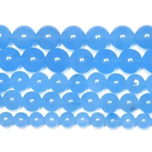 10 x Natural Blue Jade Smooth Round Ball Gemstone Loose Spacer Beads 15" 8mm