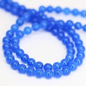 10 x Natural Blue Jade Smooth Round Gemstone Loose Spacer Beads Strand 8mm 15"