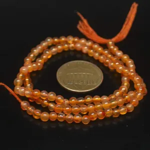 10 x Natural Orange Carnelian Smooth Round Beads 3.5mm mm 14inches