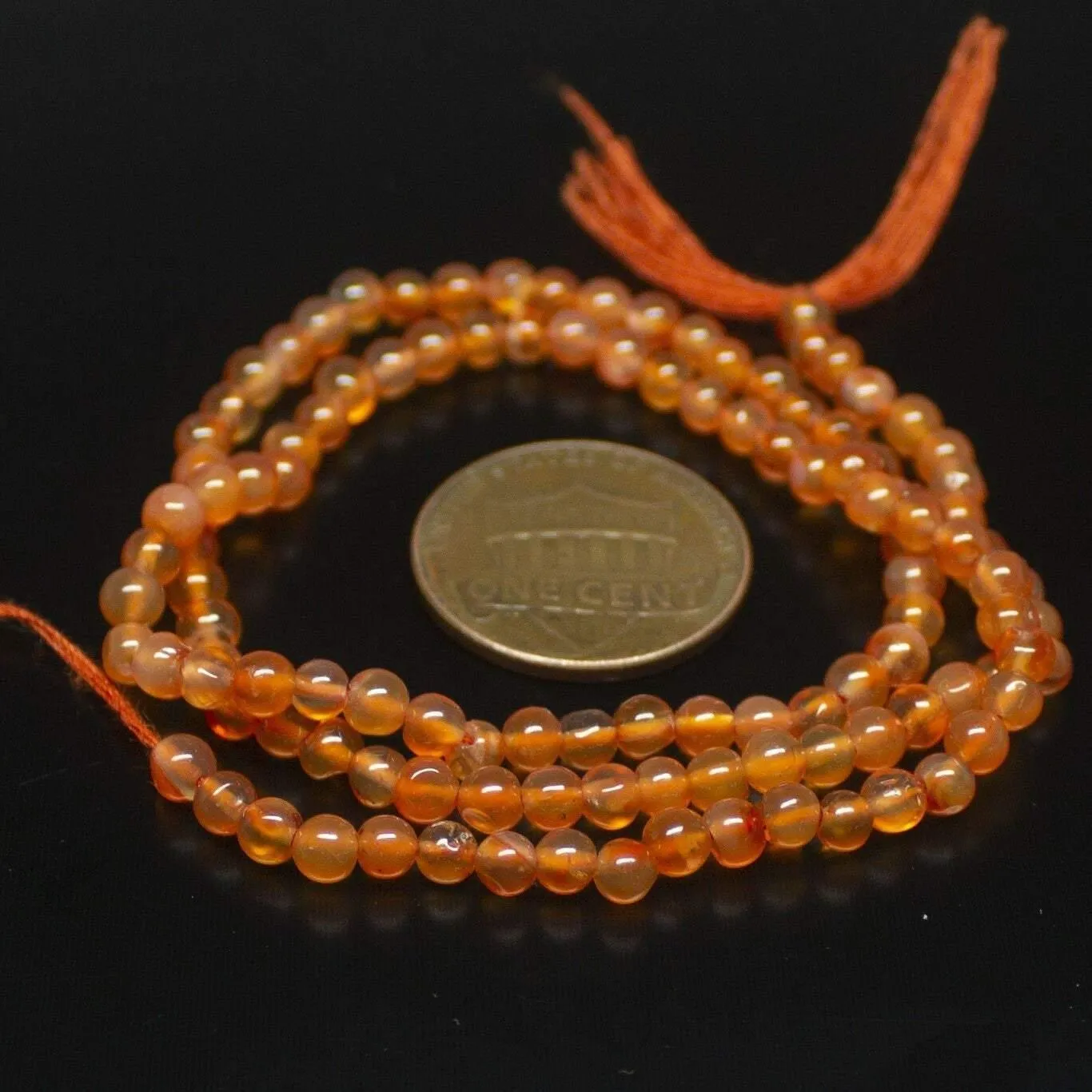 10 x Natural Orange Carnelian Smooth Round Beads 3.5mm mm 14inches