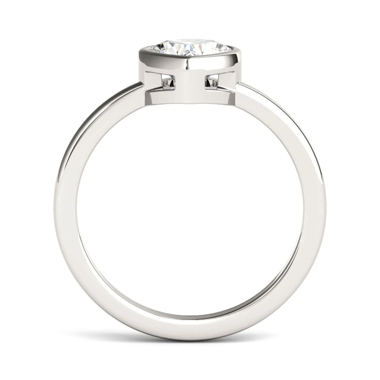 1.00 CTW DEW Heart Moissanite Bezel Solitaire Engagement Ring in 14K White Gold