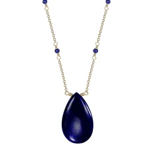 10K Gold Lapis Drop Pendant