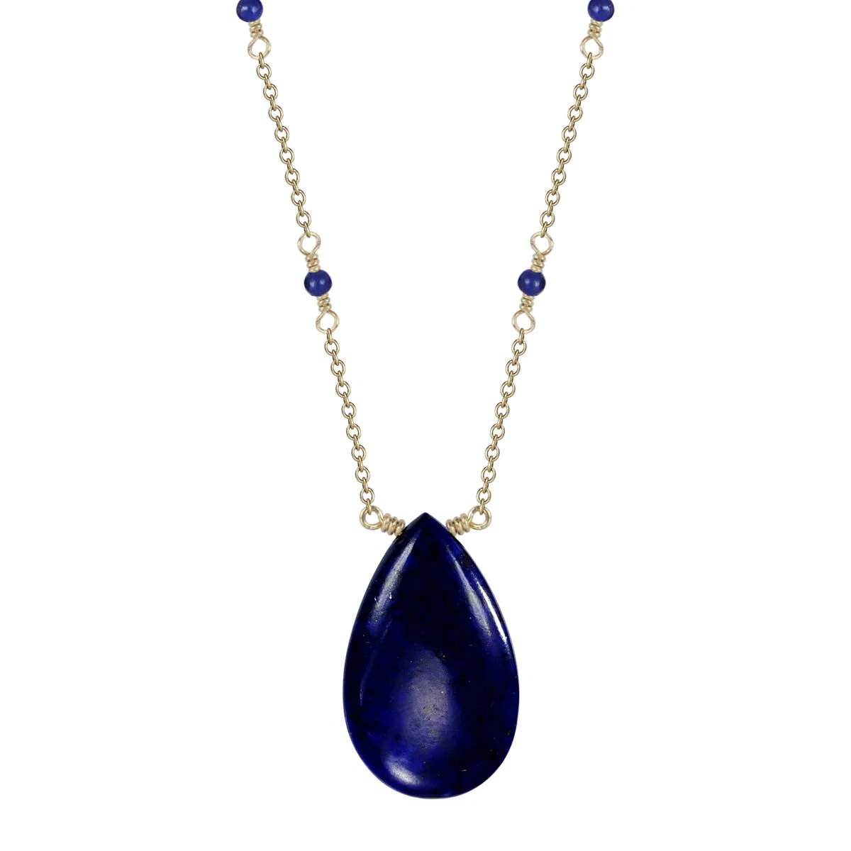 10K Gold Lapis Drop Pendant
