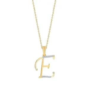 10k YELLOW GOLD LETTER E INITIAL PENDANT NECKLACE 18"