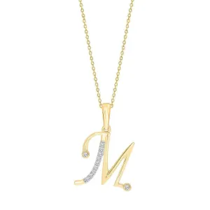 10k YELLOW GOLD LETTER M INITIAL PENDANT NECKLACE 18"