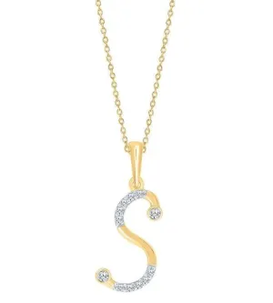 10k YELLOW GOLD LETTER S INITIAL PENDANT NECKLACE 18"