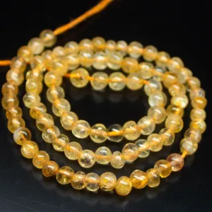 13 inch, 4-4.5mm, Golden Citrine Smooth Round Beads, Citrine Beads