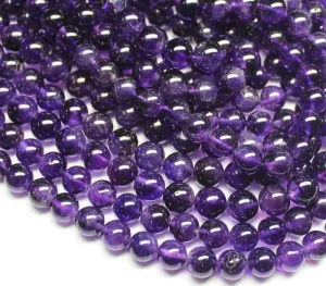 14 inches, 10mm, Natural African Purple Amethyst Smooth Round Ball Beads Strand, Amethyst Beads