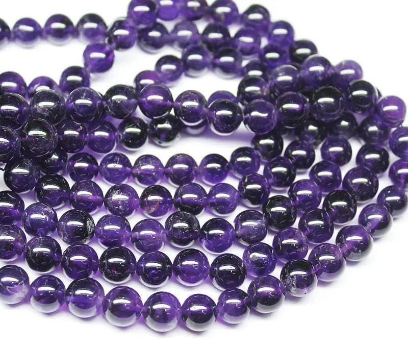 14 inches, 10mm, Natural African Purple Amethyst Smooth Round Ball Beads Strand, Amethyst Beads