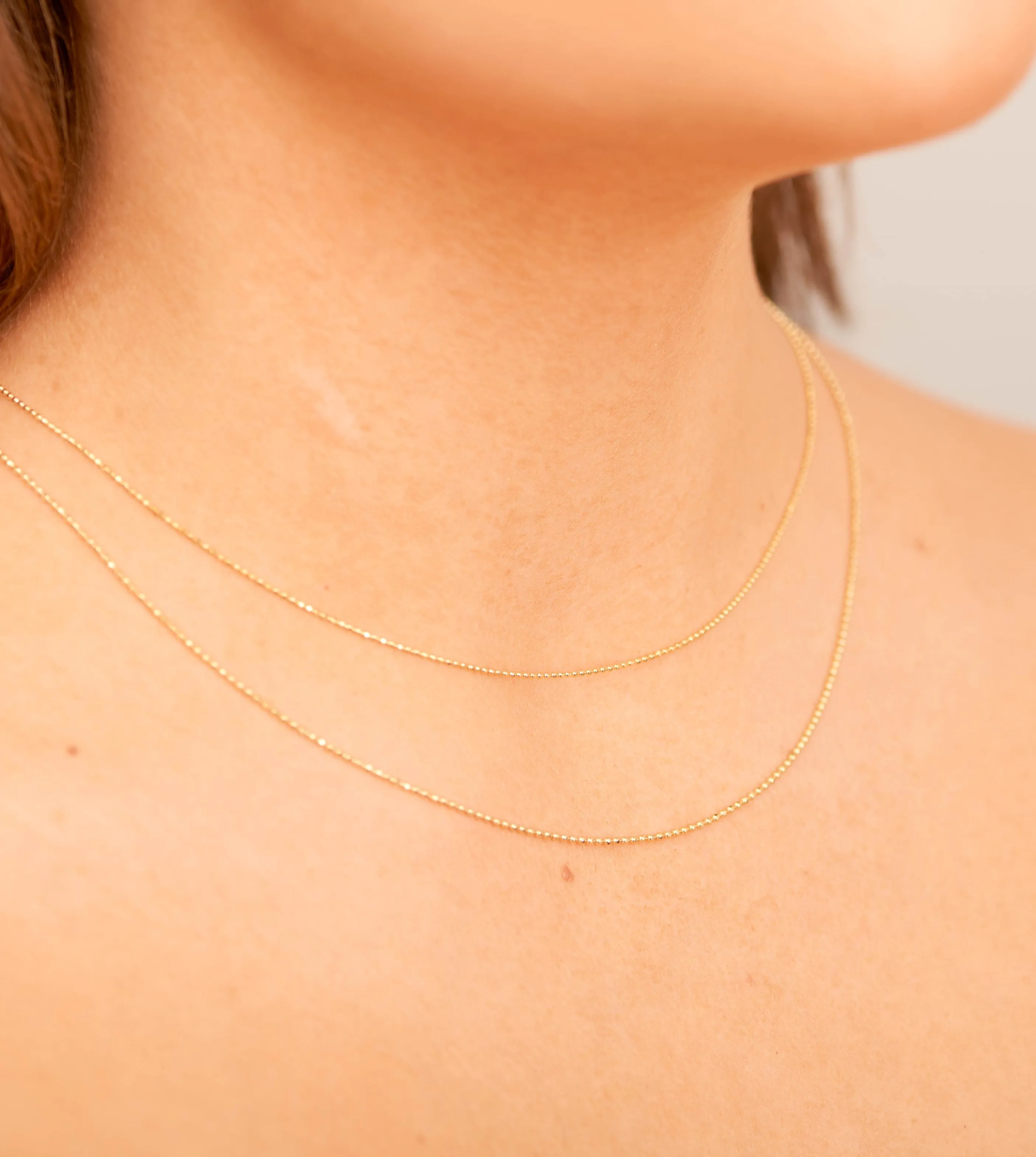 14k Gold Diamond Cut Bead Ball Chain Necklace