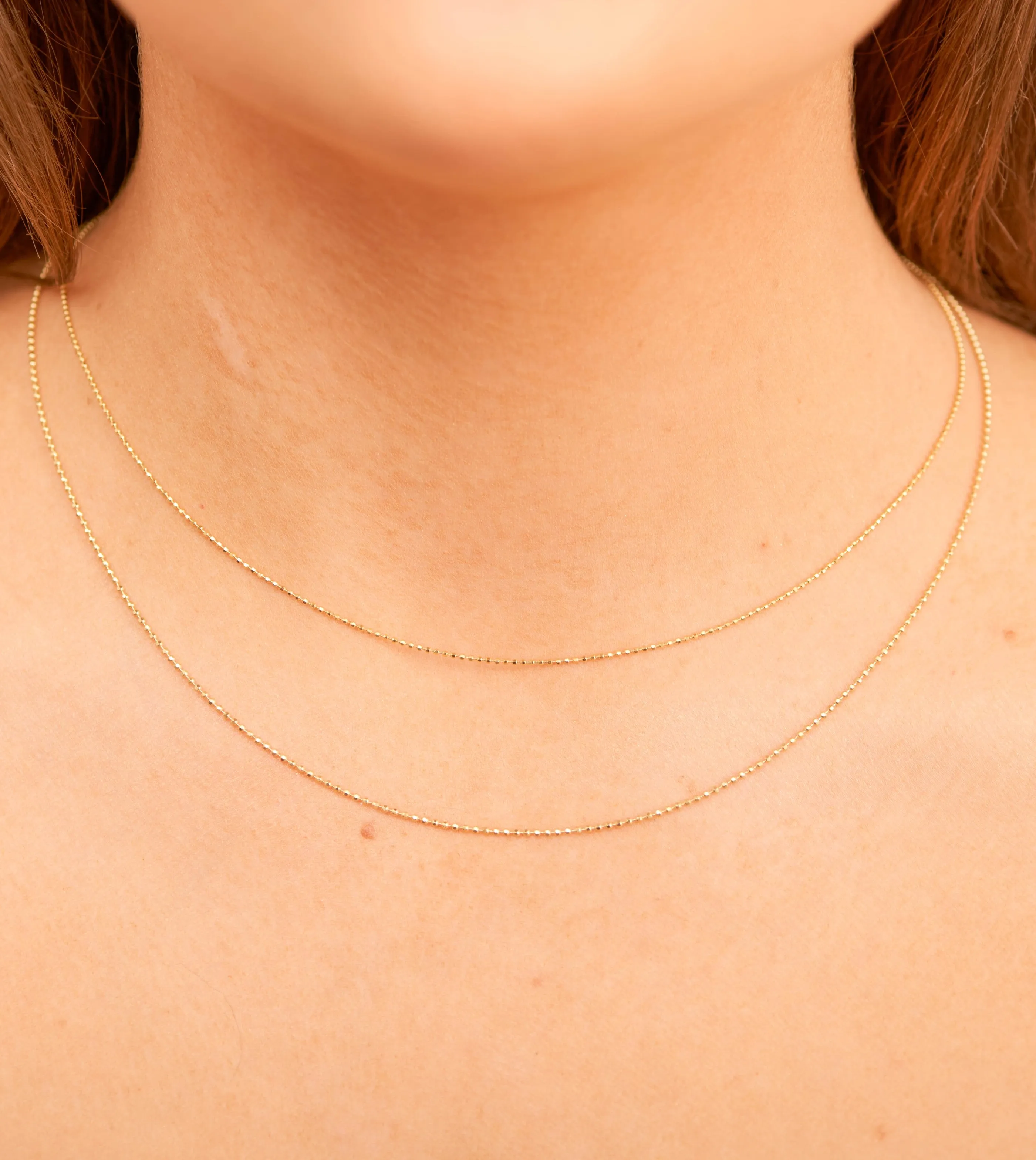 14k Gold Diamond Cut Bead Ball Chain Necklace