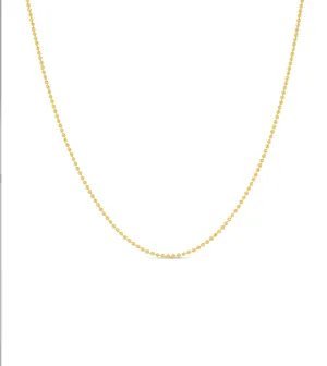 14k Gold Diamond Cut Bead Ball Chain Necklace