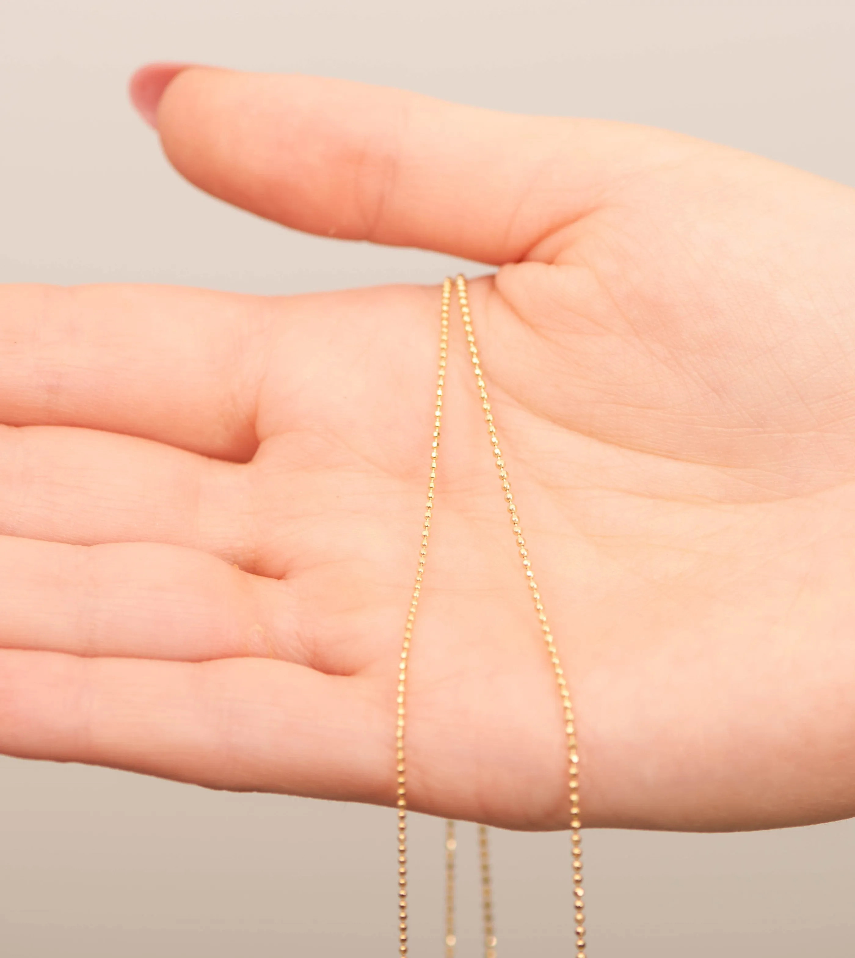 14k Gold Diamond Cut Bead Ball Chain Necklace