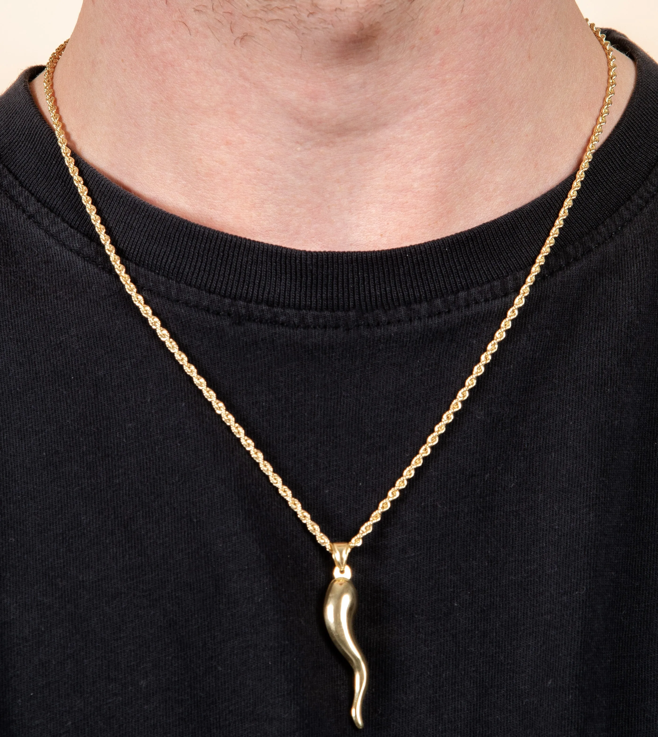 14k Gold Italian Horn Cornicello Necklace