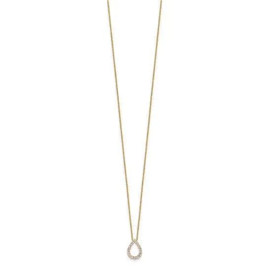 14K Gold Lab Diamond Open Teardrop Pendant Necklace