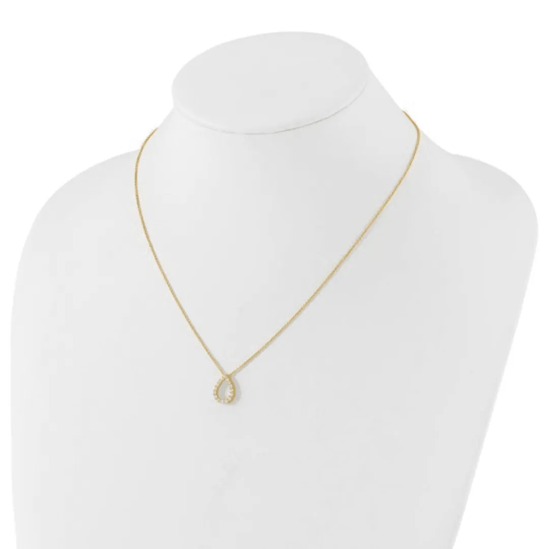 14K Gold Lab Diamond Open Teardrop Pendant Necklace