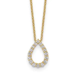 14K Gold Lab Diamond Open Teardrop Pendant Necklace