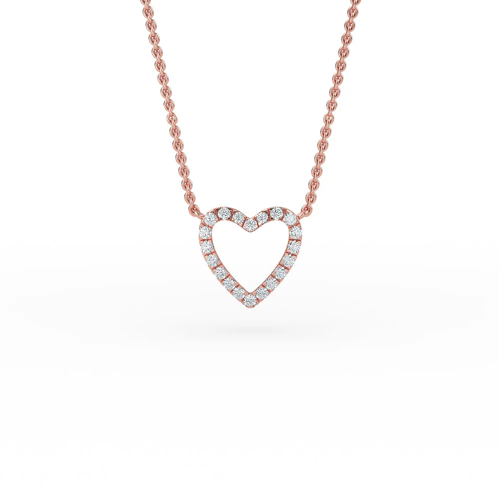 14K Gold Open Heart Diamond Necklace