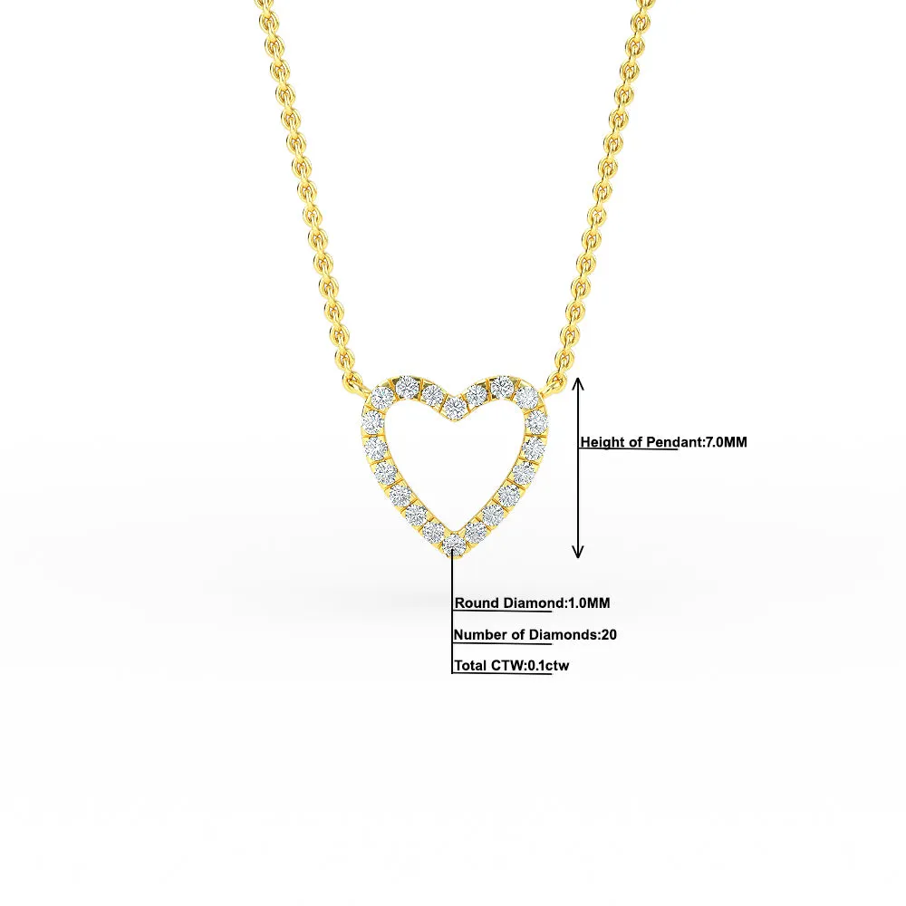 14K Gold Open Heart Diamond Necklace