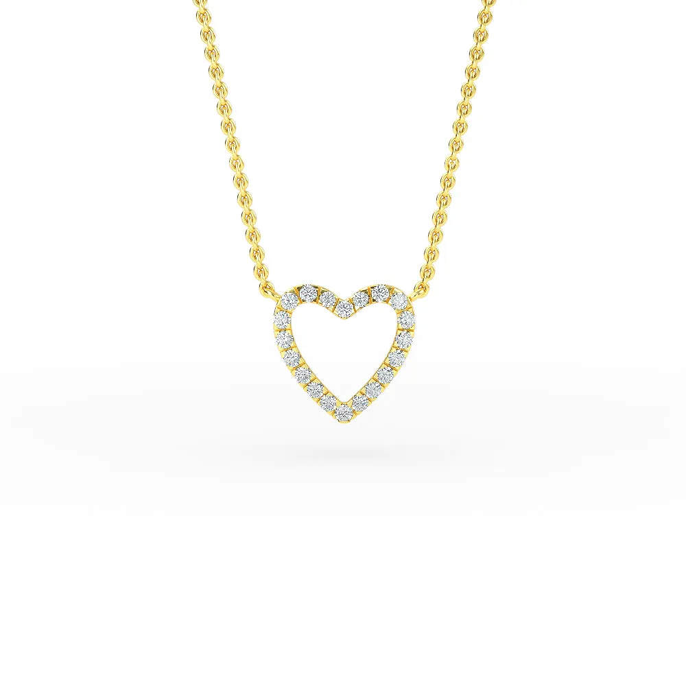 14K Gold Open Heart Diamond Necklace