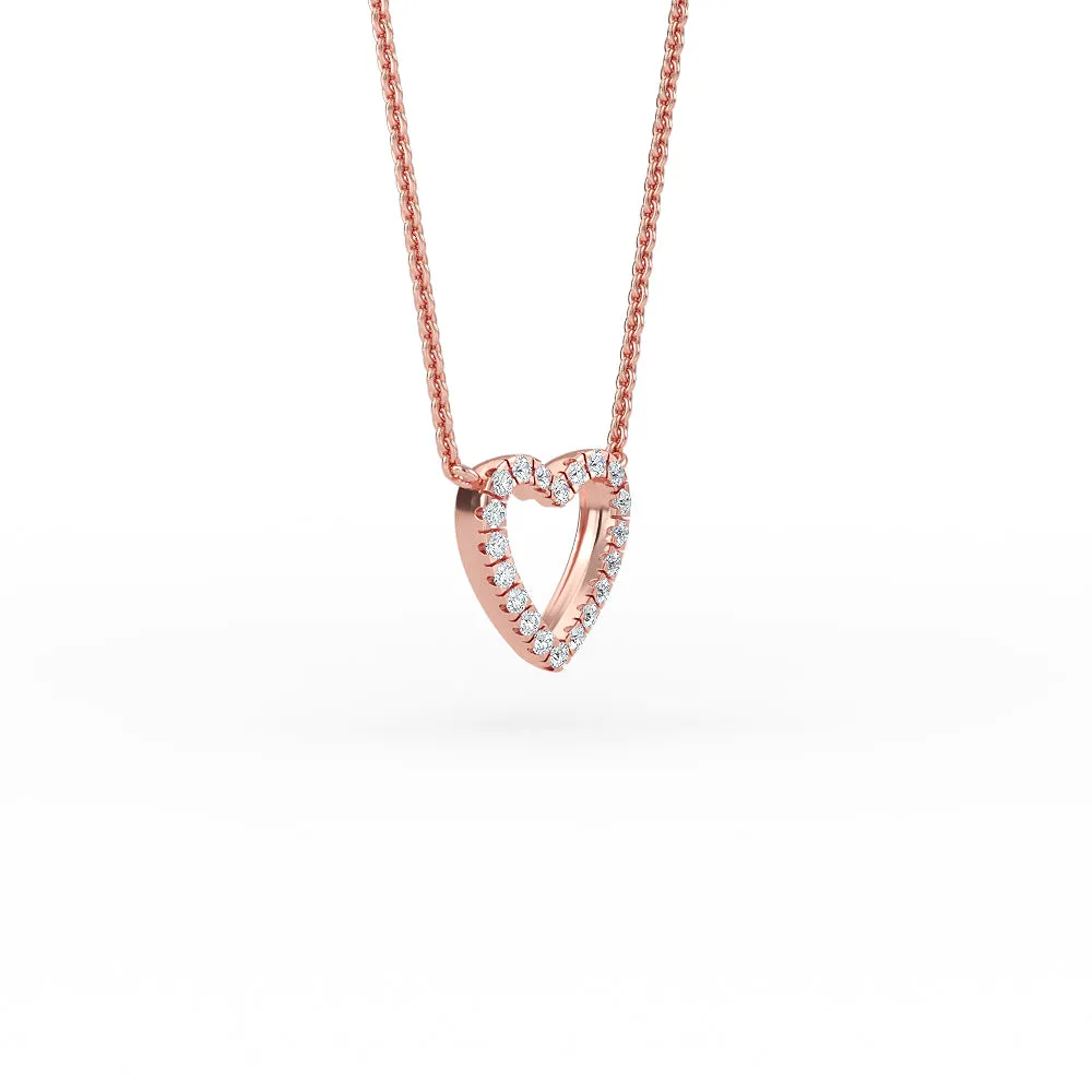 14K Gold Open Heart Diamond Necklace