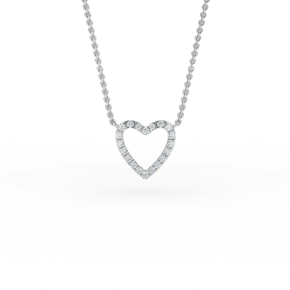 14K Gold Open Heart Diamond Necklace