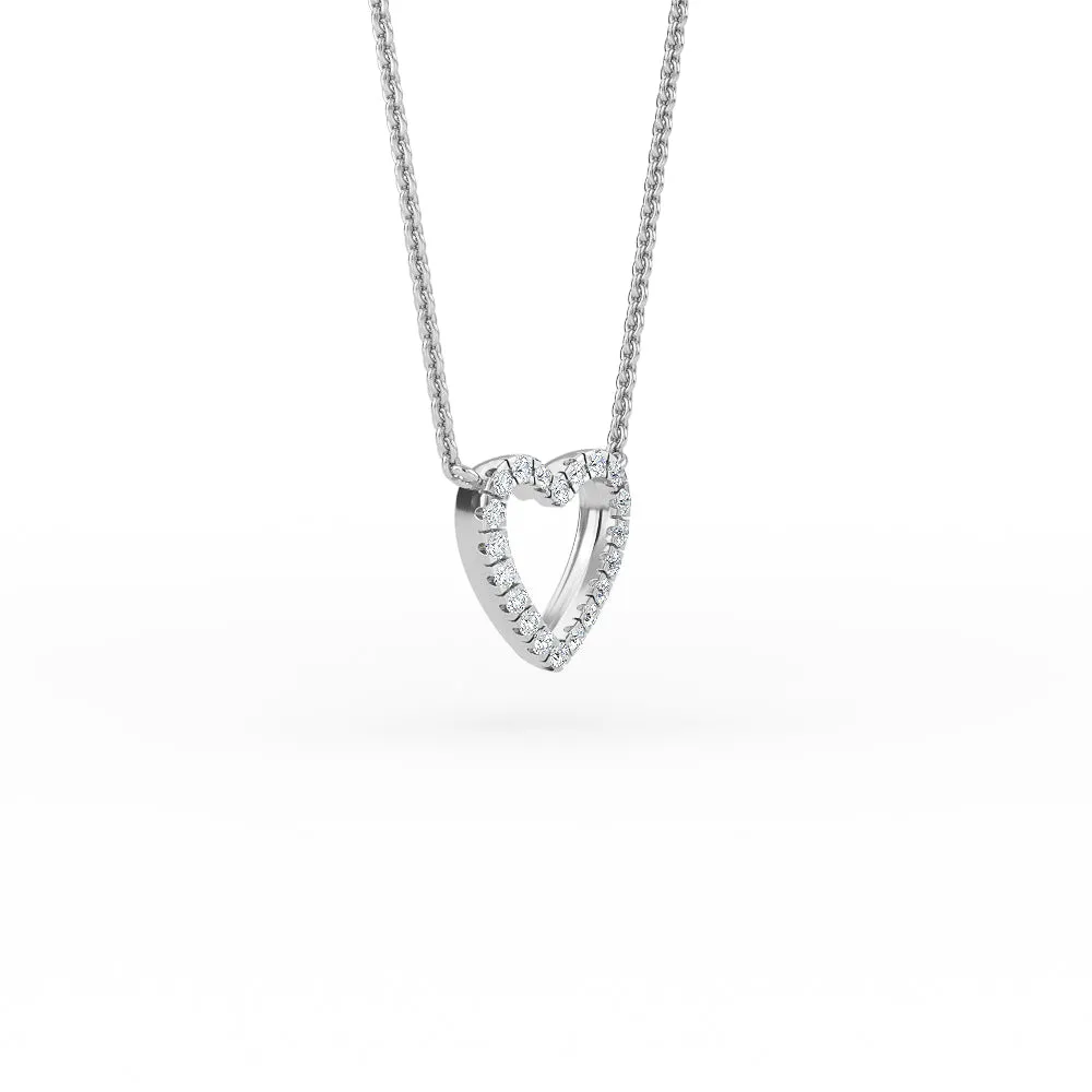 14K Gold Open Heart Diamond Necklace