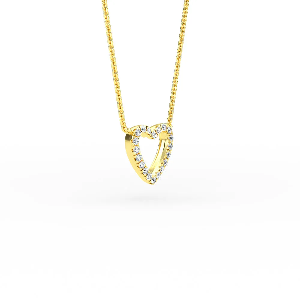 14K Gold Open Heart Diamond Necklace