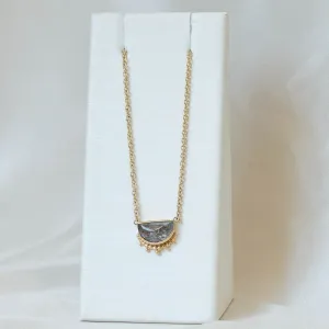 14ky 1.82ct Half-moon Salt & Pepper "Reilia" Diamond Necklace
