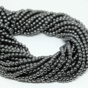 15 strands, Natural Hematite Smooth Round Ball Loose Gemstone Spacer Beads Strand 13" 3mm