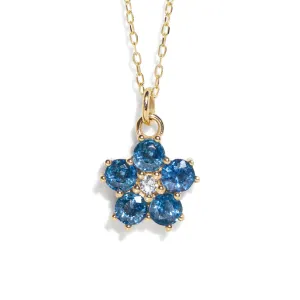 1.5tcw. Blue Sapphire Blossom Necklace
