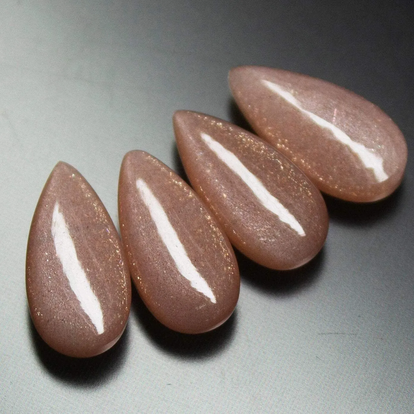 15x8mm Natural Peach Moonstone Smooth Pear Drops Briolette Beads Jewelry Making 6 Pairs