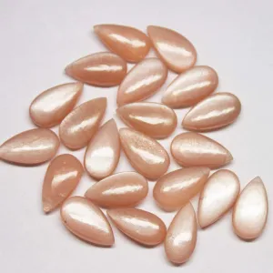 15x8mm Natural Peach Moonstone Smooth Pear Drops Briolette Beads Jewelry Making 6 Pairs