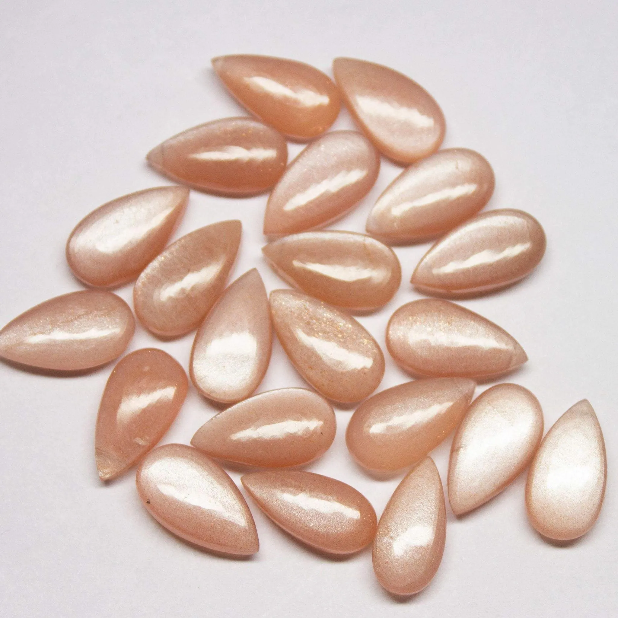 15x8mm Natural Peach Moonstone Smooth Pear Drops Briolette Beads Jewelry Making 6 Pairs