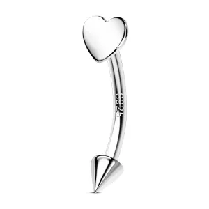 16G 925 Sterling Silver Flat Heart Top Eyebrow Ring